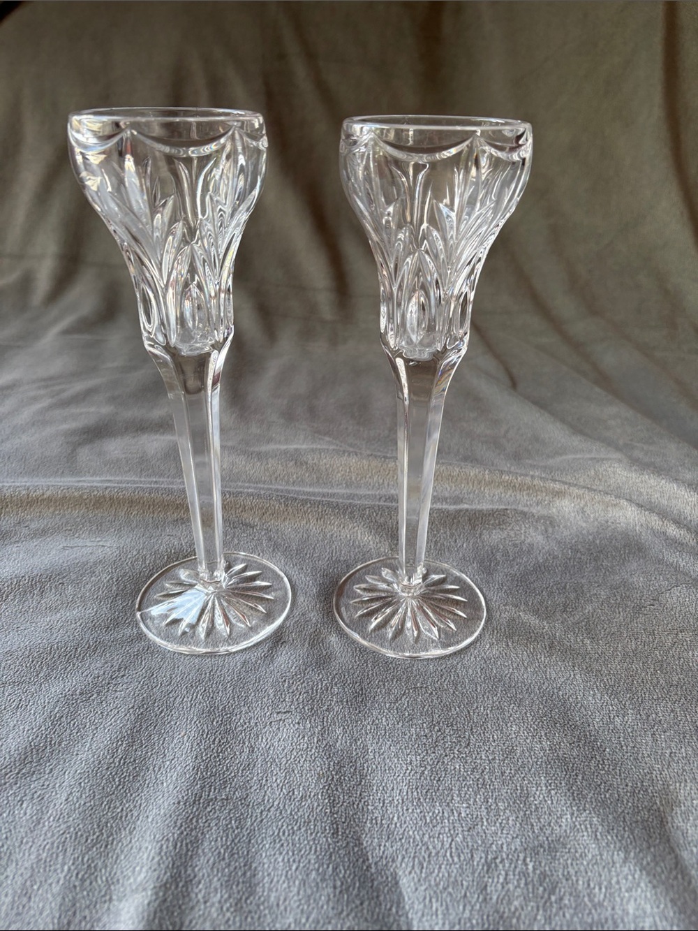 Clear Cut Crystal Candle Stick Holders